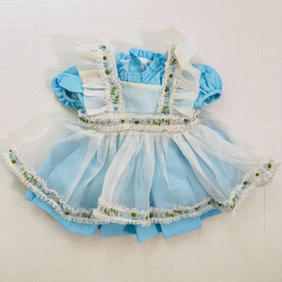 Marthas Miniatures Dress Girls Vintage Embroidered Floral Ruffle Circle Skirt